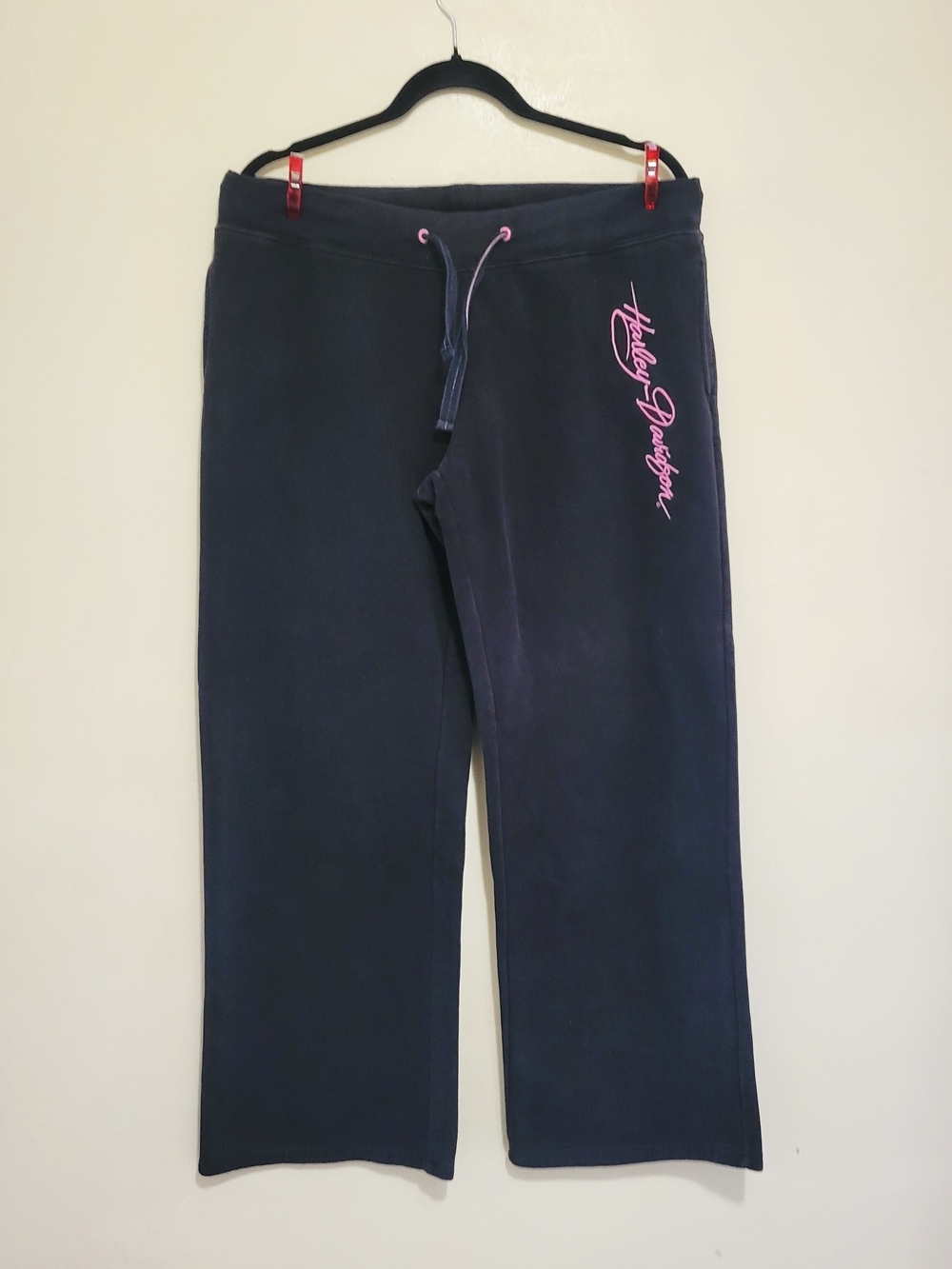 Harley-Davidson Black Track Pants with Pink Script